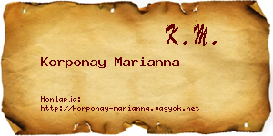 Korponay Marianna névjegykártya